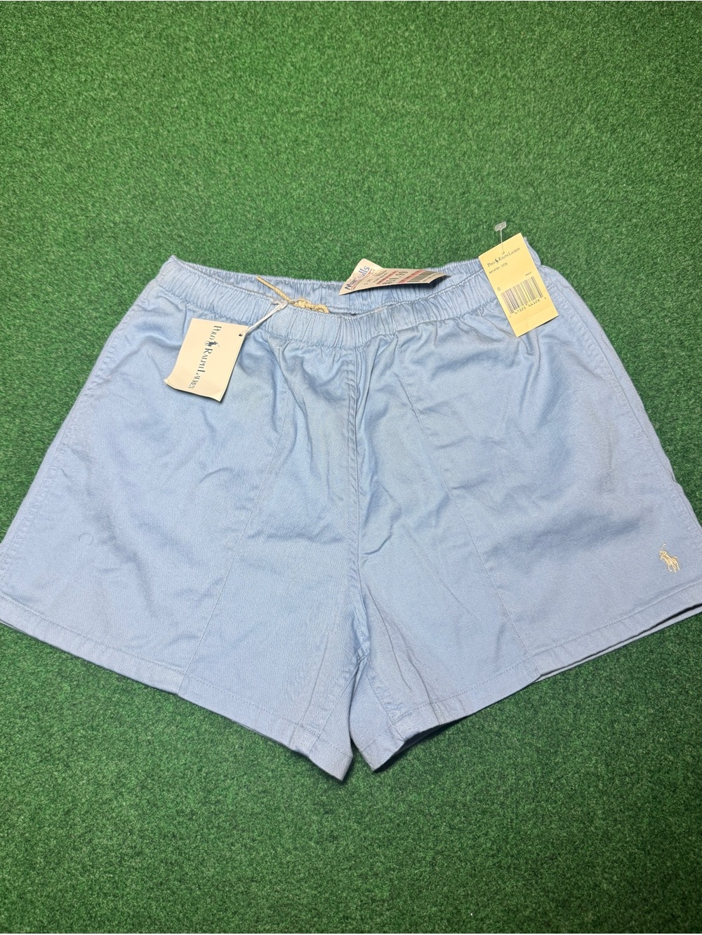 Vintage 90s Polo by Ralph Lauren Baby Blue Linen Shorts, New With Tags (Small)